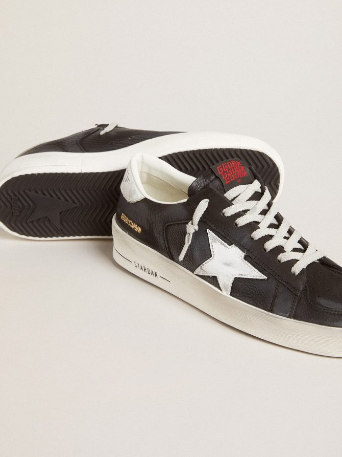 Stardan in black nubuck and mesh with gray leather star and heel tab - Image 3