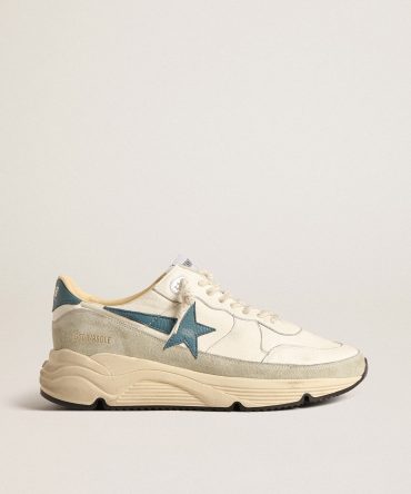 Running Sole in nappa with blue leather star and suede insert