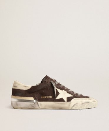 Super-Star in gray suede with ecru nappa star and heel tab