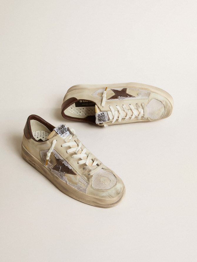 Stardan in nubuck and mesh with brown lizard-print leather star - Image 2
