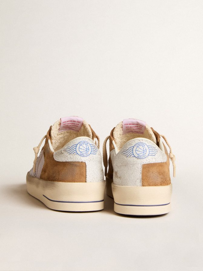 Stardan LTD in tobacco suede and mesh with blue star and leather heel tab - Image 4