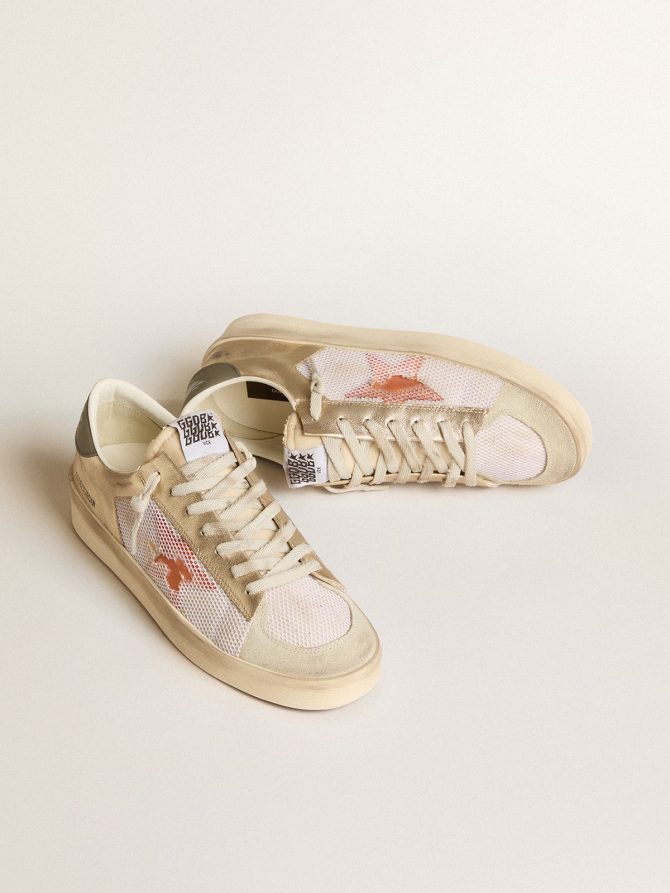 Stardan in white mesh with orange star and platinum leather inserts - Image 2