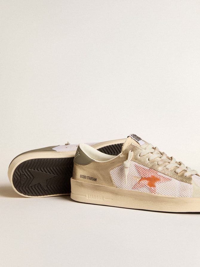 Stardan in white mesh with orange star and platinum leather inserts - Image 3