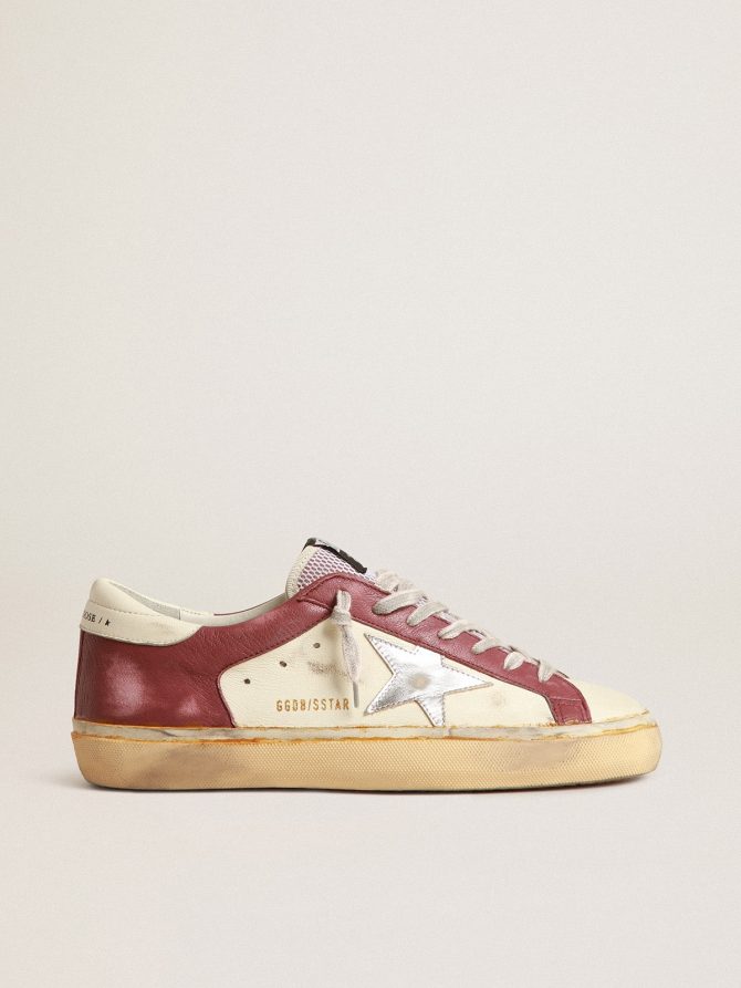 Men’s Super-Star in nappa leather with burgundy inserts and silver star