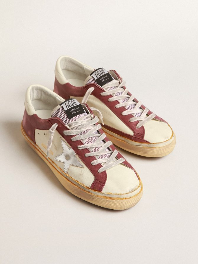 Men’s Super-Star in nappa leather with burgundy inserts and silver star - Image 2