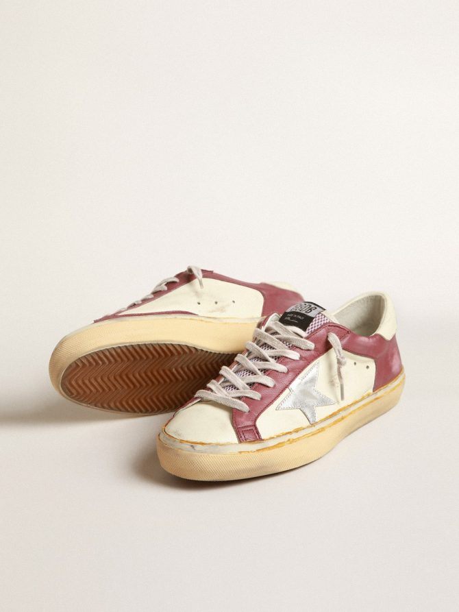 Men’s Super-Star in nappa leather with burgundy inserts and silver star - Image 3