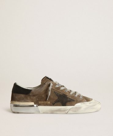 Super-Star LTD in military-green suede with screen-printed star