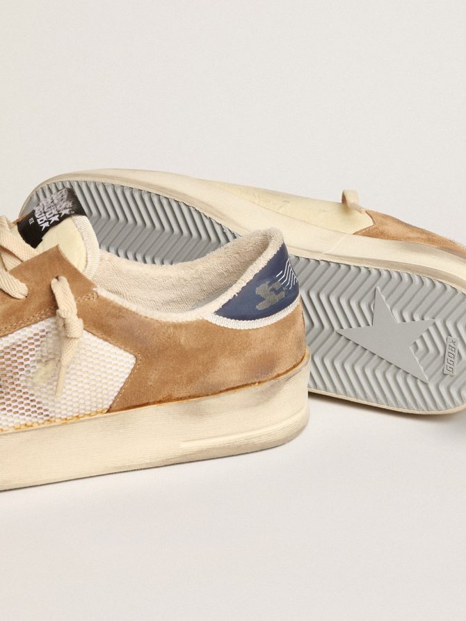 Stardan in beige nylon and mesh with tobacco suede inserts - Image 4