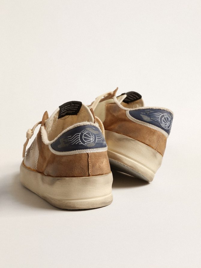 Stardan in beige nylon and mesh with tobacco suede inserts - Image 5