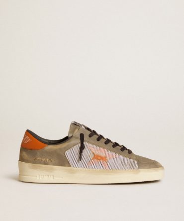 Stardan LTD in gray leather and mesh with leather star and heel tab
