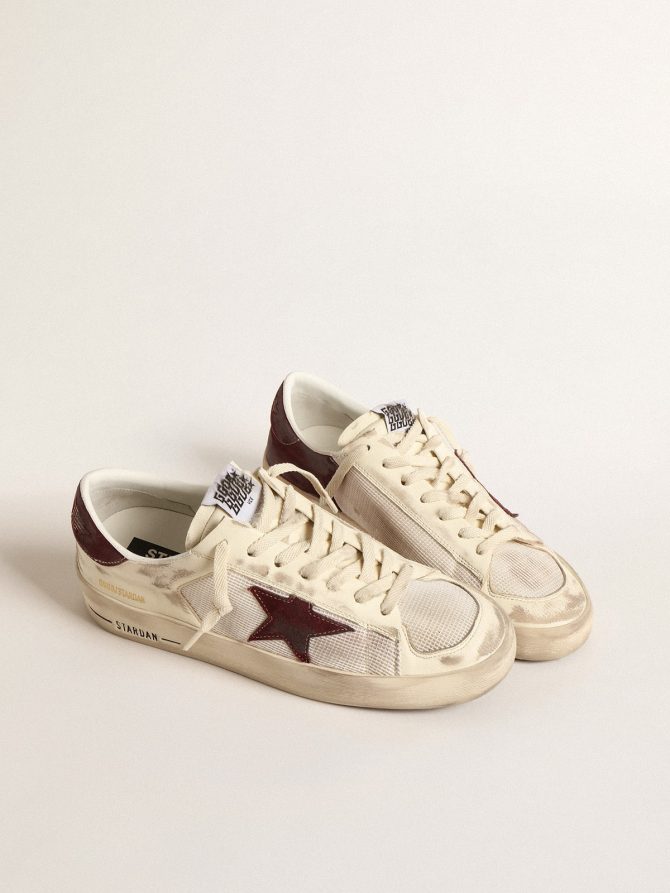 Stardan in nappa and mesh with wine-red suede star and heel tab - Image 2