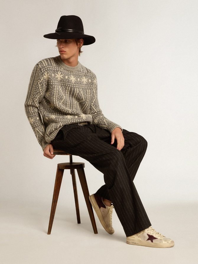 Stardan in nappa and mesh with wine-red suede star and heel tab - Image 3