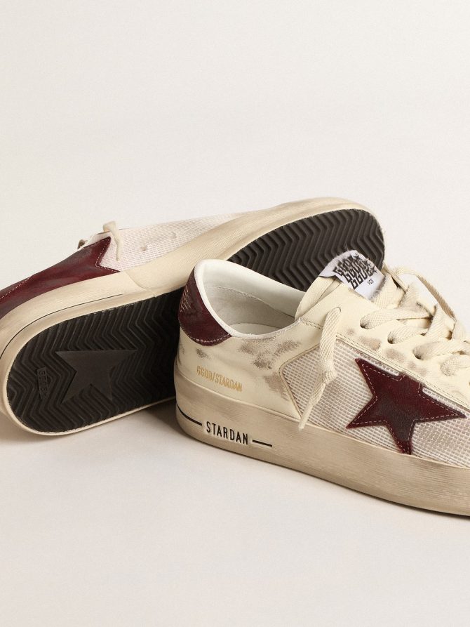 Stardan in nappa and mesh with wine-red suede star and heel tab - Image 4
