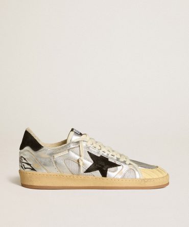 Ball Star LAB in silver leather with black suede star and heel tab