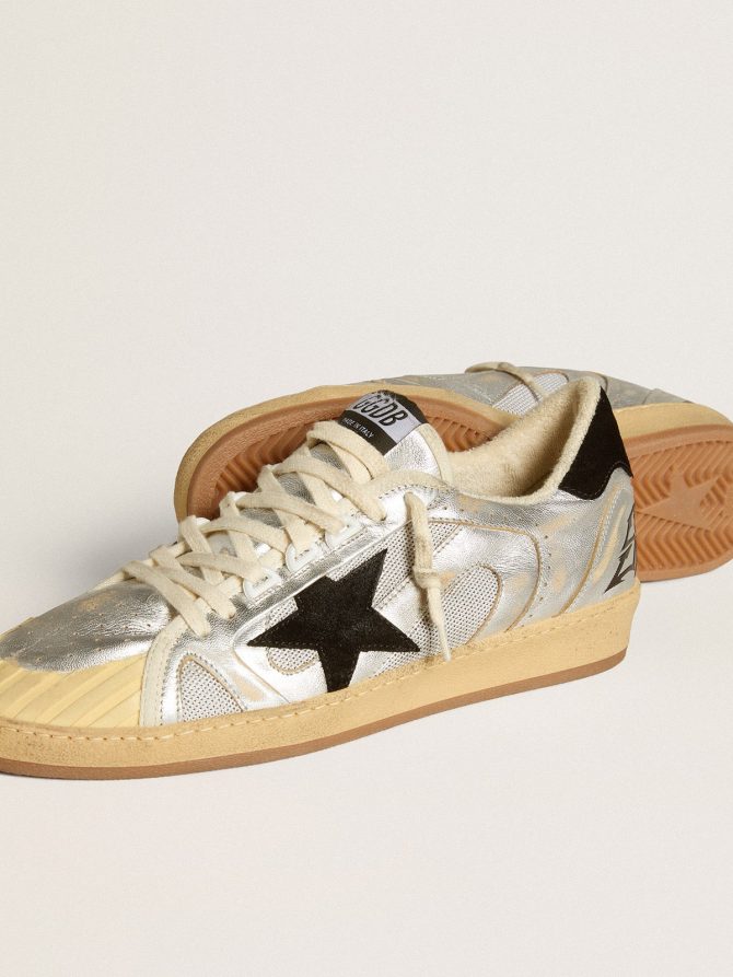 Ball Star LAB in silver leather with black suede star and heel tab - Image 3