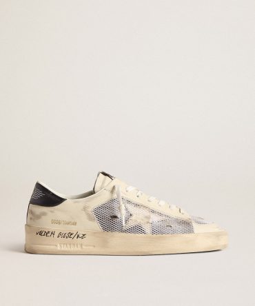 Stardan in white leather and mesh with white leather star