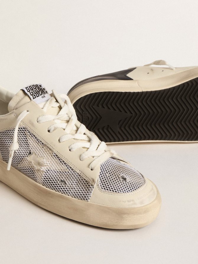 Stardan in white leather and mesh with white leather star - Image 4
