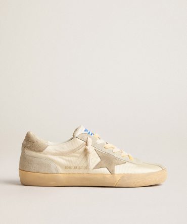 Men’s Super-Star LAB in nylon with dove-gray star and ice-gray suede inserts
