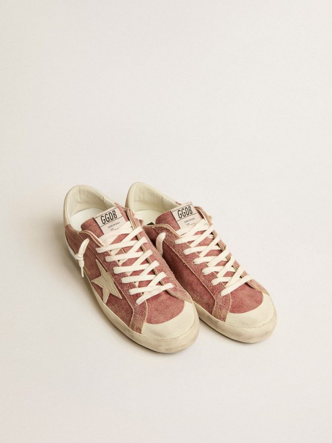 Super-Star in red leather with cream nubuck star and heel tab - Image 2