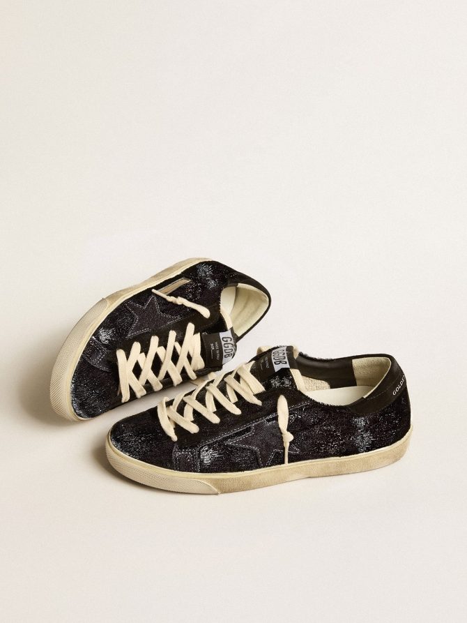Men’s Super-Star in black velvet and suede with black suede star - Image 2