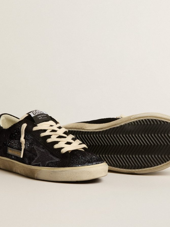 Men’s Super-Star in black velvet and suede with black suede star - Image 3