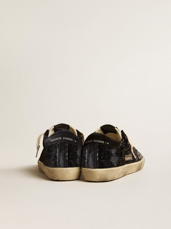 Men’s Super-Star in black velvet and suede with black suede star - Image 4