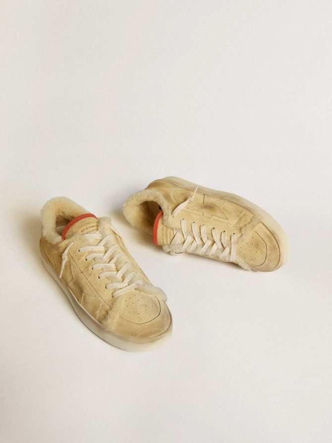 Stardan in beige suede with leather heel tab and shearling lining - Image 2