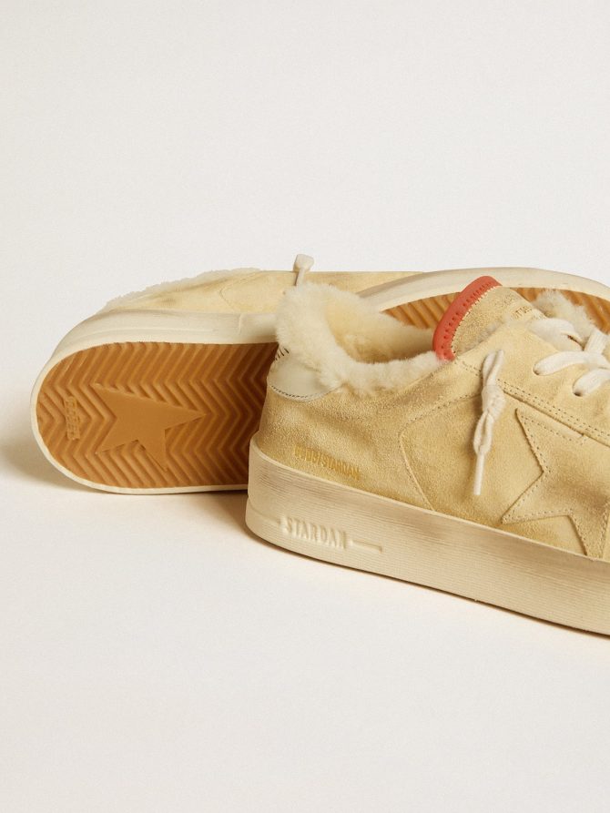 Stardan in beige suede with leather heel tab and shearling lining - Image 3