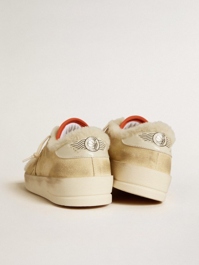 Stardan in beige suede with leather heel tab and shearling lining - Image 4