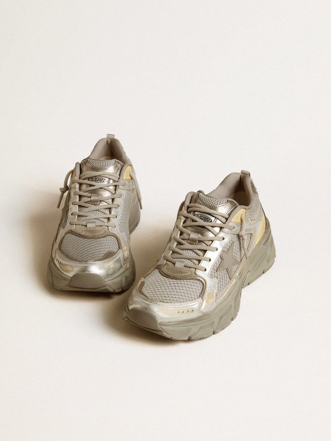 Men’s Lightstar in metallic leather and silver mesh with gray star - Image 2