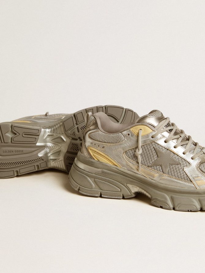 Men’s Lightstar in metallic leather and silver mesh with gray star - Image 3