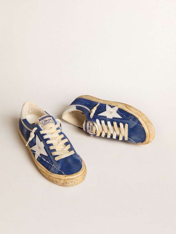 Super-Star in blue suede with white leather star and heel tab - Image 2