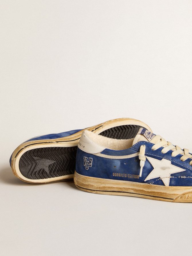Super-Star in blue suede with white leather star and heel tab - Image 3