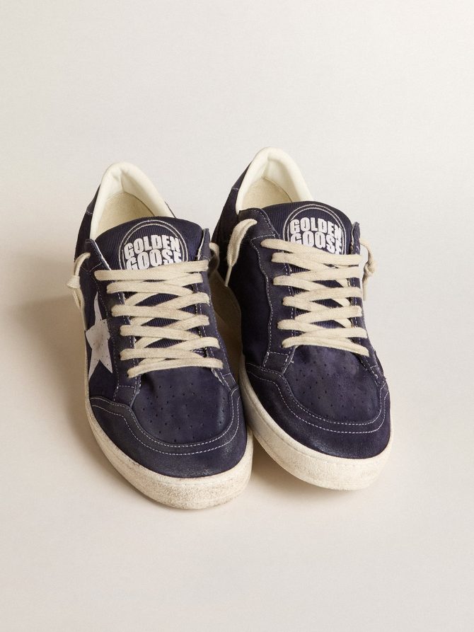 Ball Star LTD in blue suede and nylon with white star and blue heel tab - Image 2