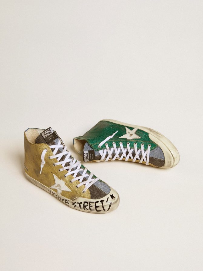 Men’s Francy LAB in golden glitter with white leather star - Image 2