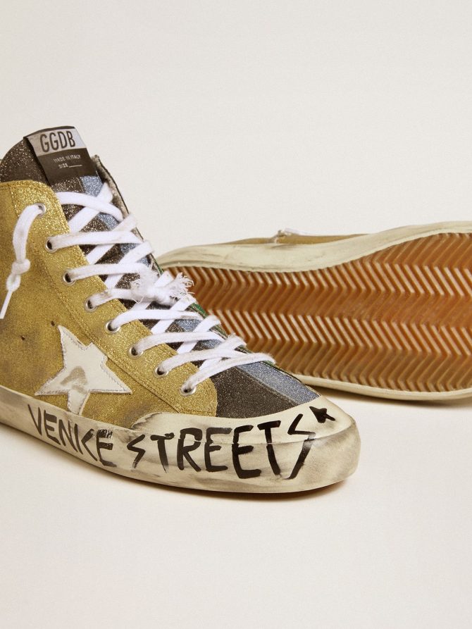 Men’s Francy LAB in golden glitter with white leather star - Image 3