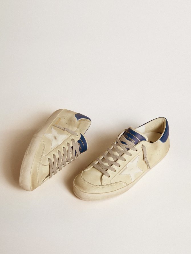 Men’s Super-Star LTD in nubuck with white leather star and blue heel tab - Image 2
