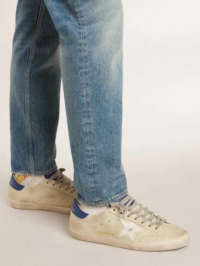 Men’s Super-Star LTD in nubuck with white leather star and blue heel tab - Image 3