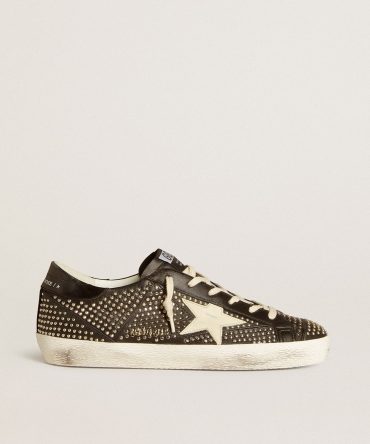 Men’s Super-Star in studded black nappa with white leather star