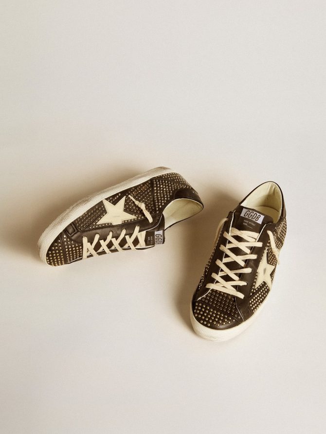 Men’s Super-Star in studded black nappa with white leather star - Image 2
