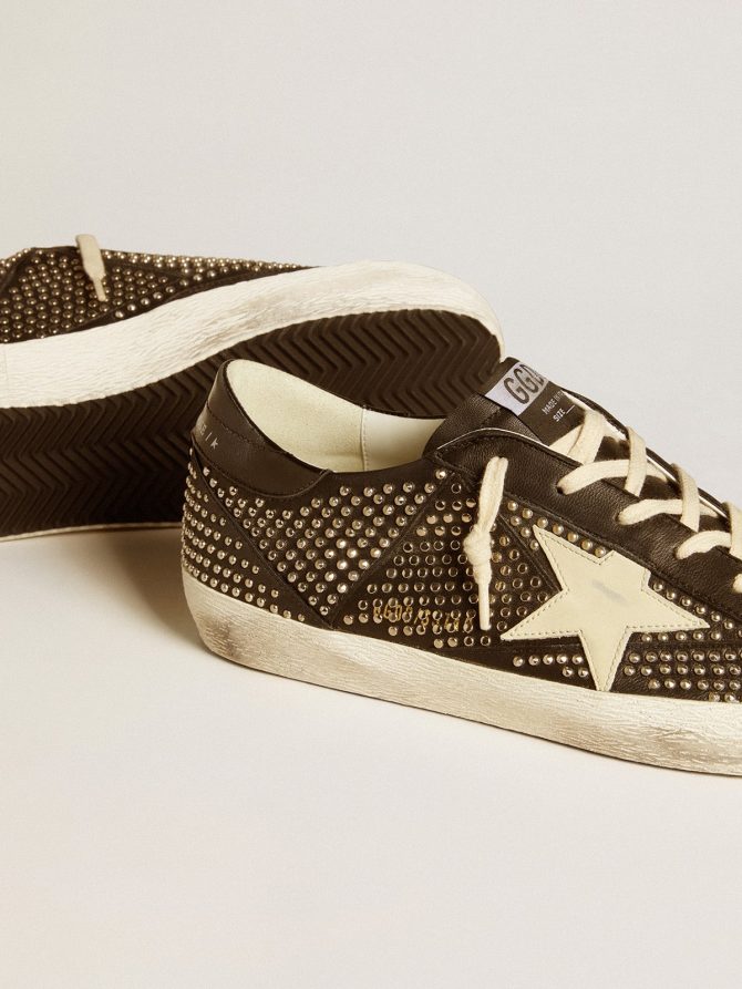 Men’s Super-Star in studded black nappa with white leather star - Image 4