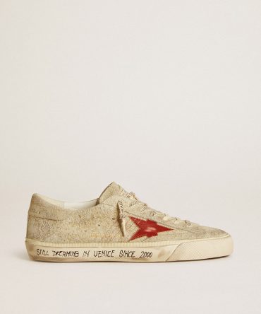 Men’s Super-Star LTD in gray suede with red leather star