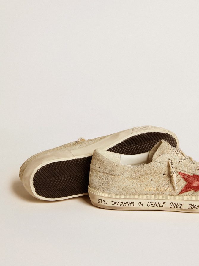 Men’s Super-Star LTD in gray suede with red leather star - Image 4