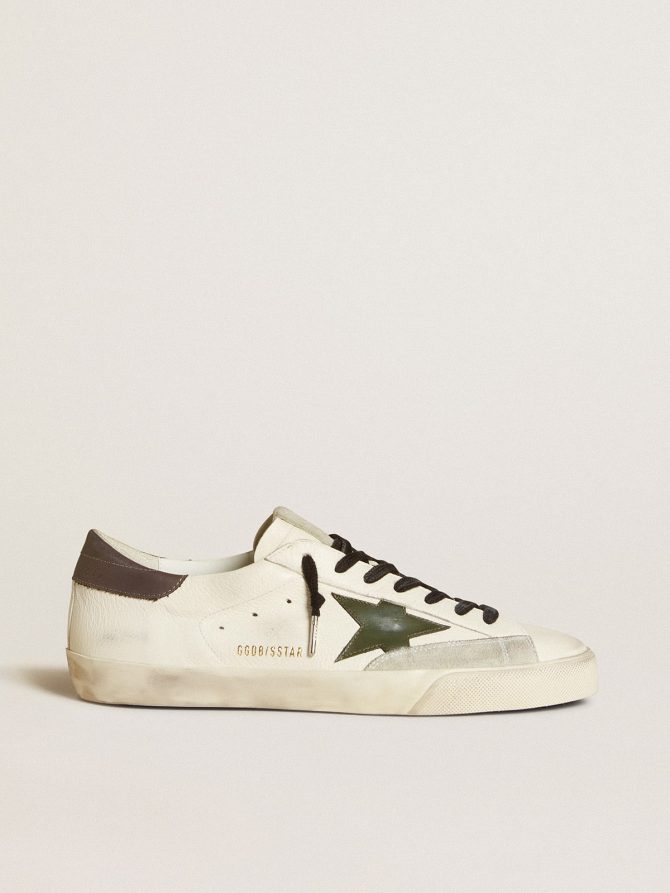 Men’s Super-Star in nappa with green leather star and gray leather heel tab
