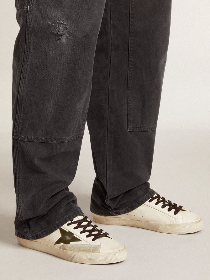 Men’s Super-Star in nappa with green leather star and gray leather heel tab - Image 3