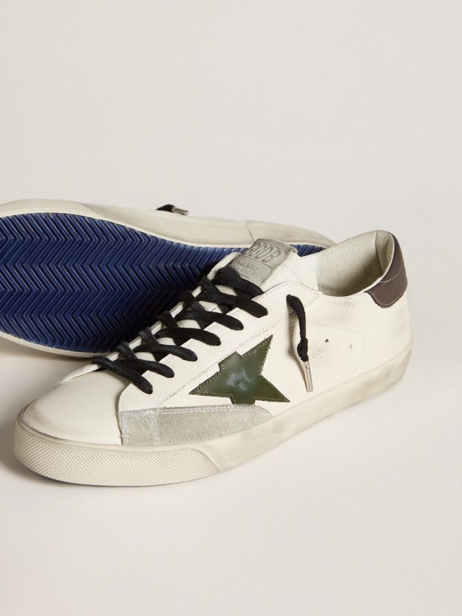 Men’s Super-Star in nappa with green leather star and gray leather heel tab - Image 4