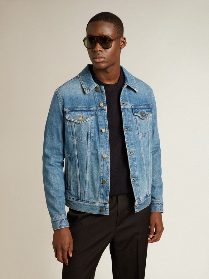 Men’s denim jacket with medium wash - Image 2