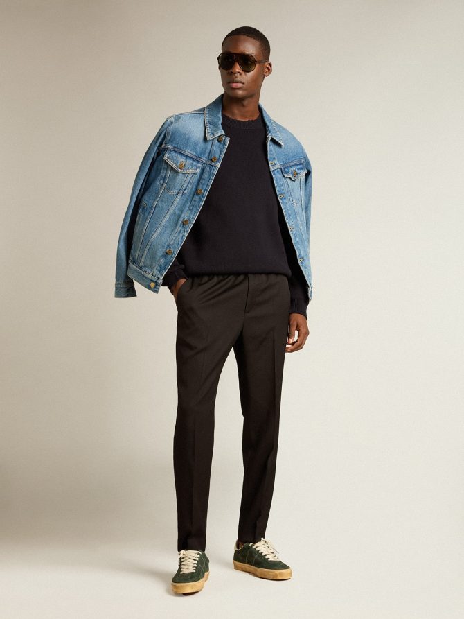 Men’s denim jacket with medium wash - Image 3