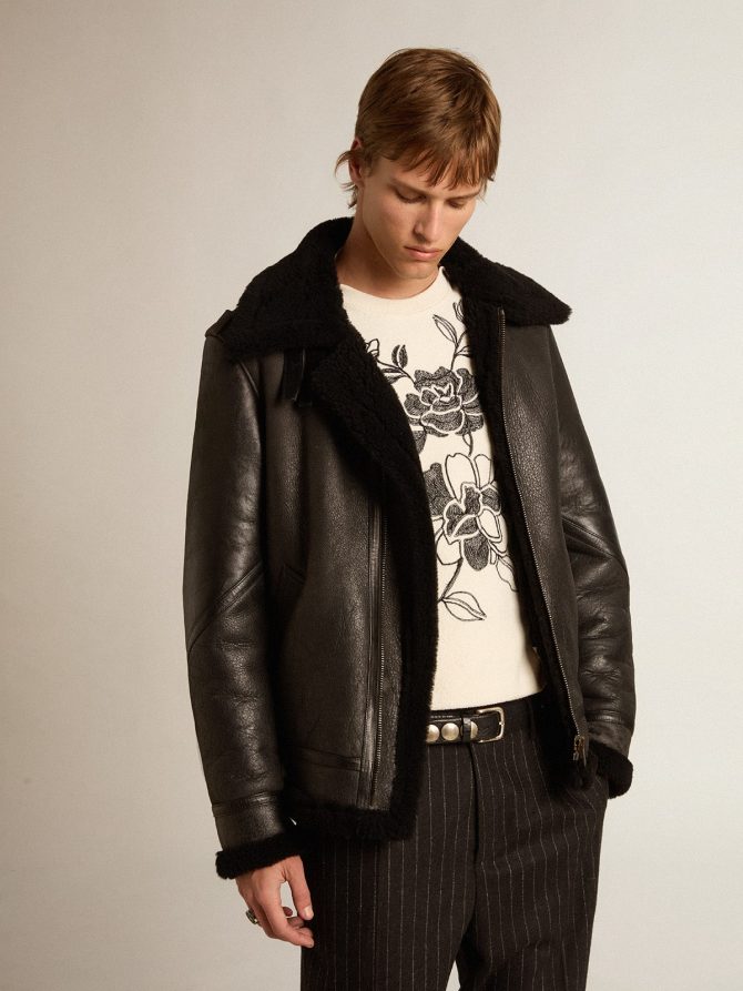 Black sheepskin jacket - Image 2