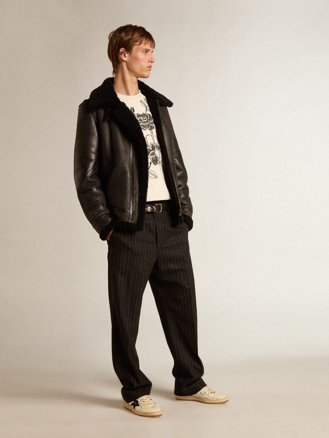 Black sheepskin jacket - Image 3